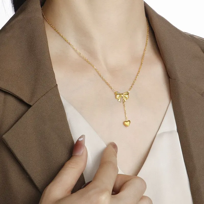 Dropped my Heart Bow Necklace 
