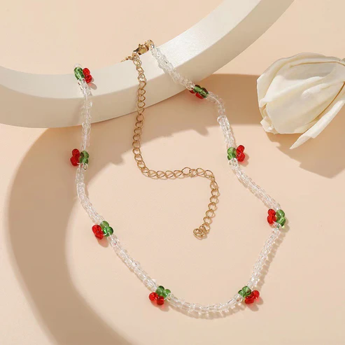 Cherry Necklace- white