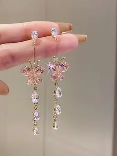 butterfly crystal drop earring