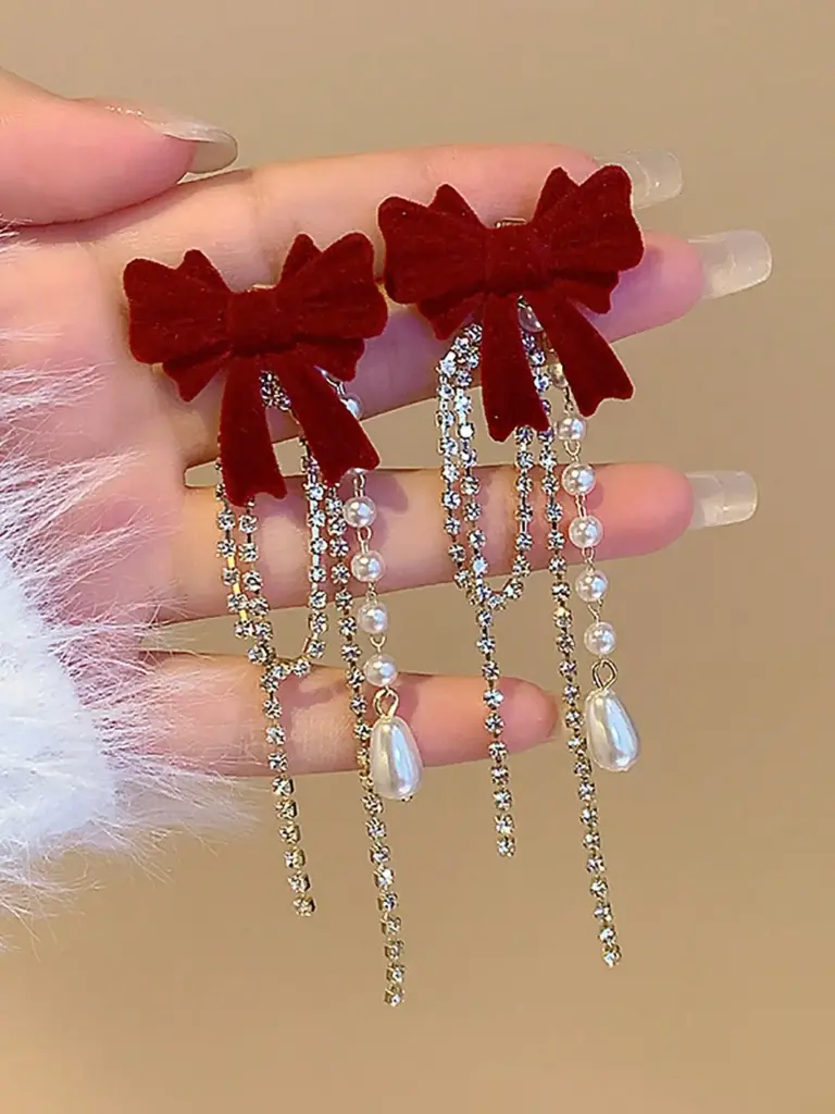 bow pearl drop earring