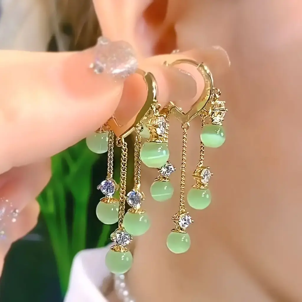hoop stone dropping earring