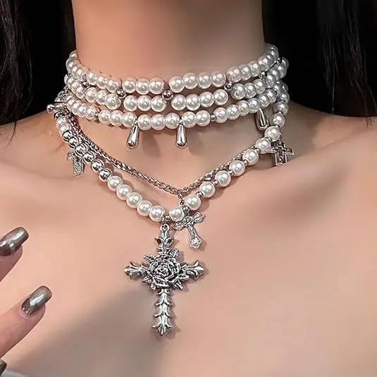 holycross around pearl necklace