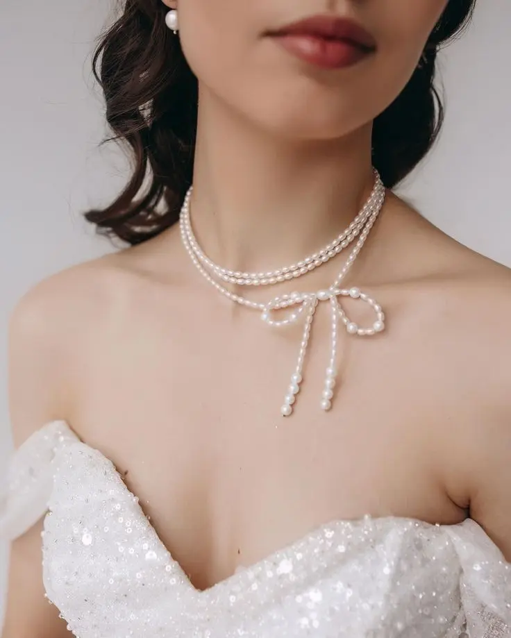 double line bow necklace