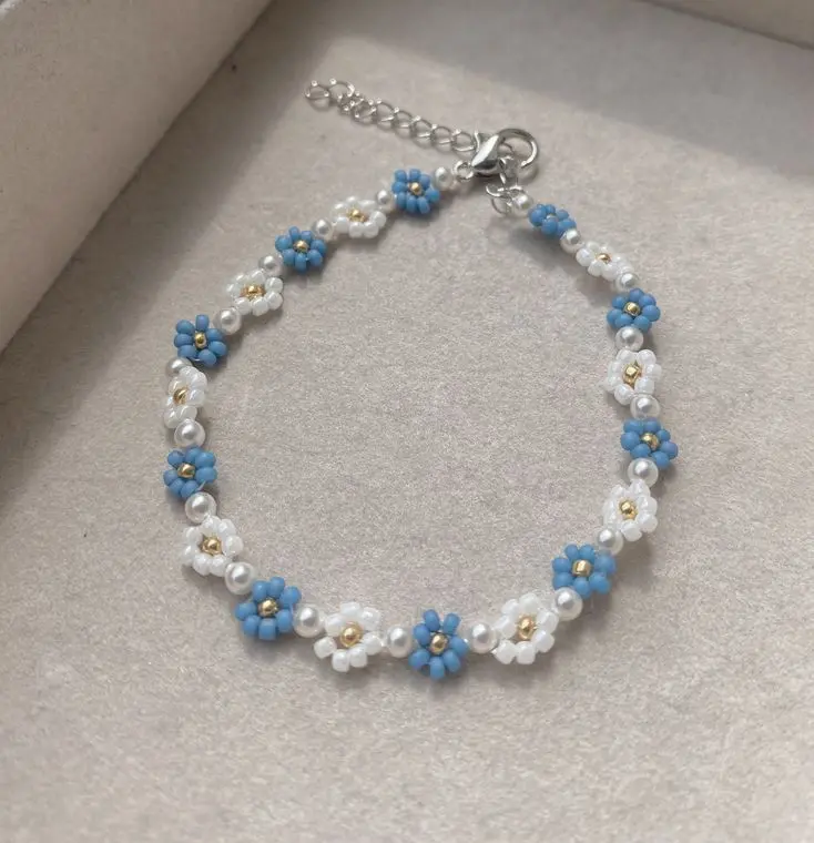 white&blue flower&pearl 