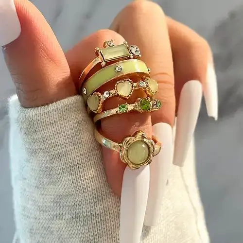 5-pcs rhinestone ring
