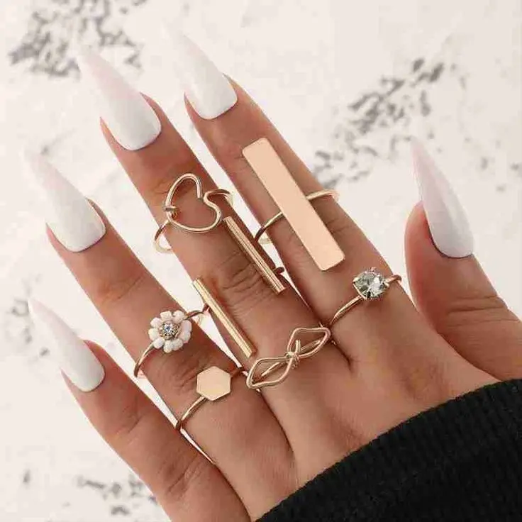 gold plated contemporary stackable ring set of 7
