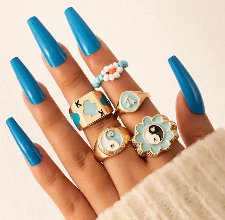 thick dome enamel stackable rings - 6 pcs