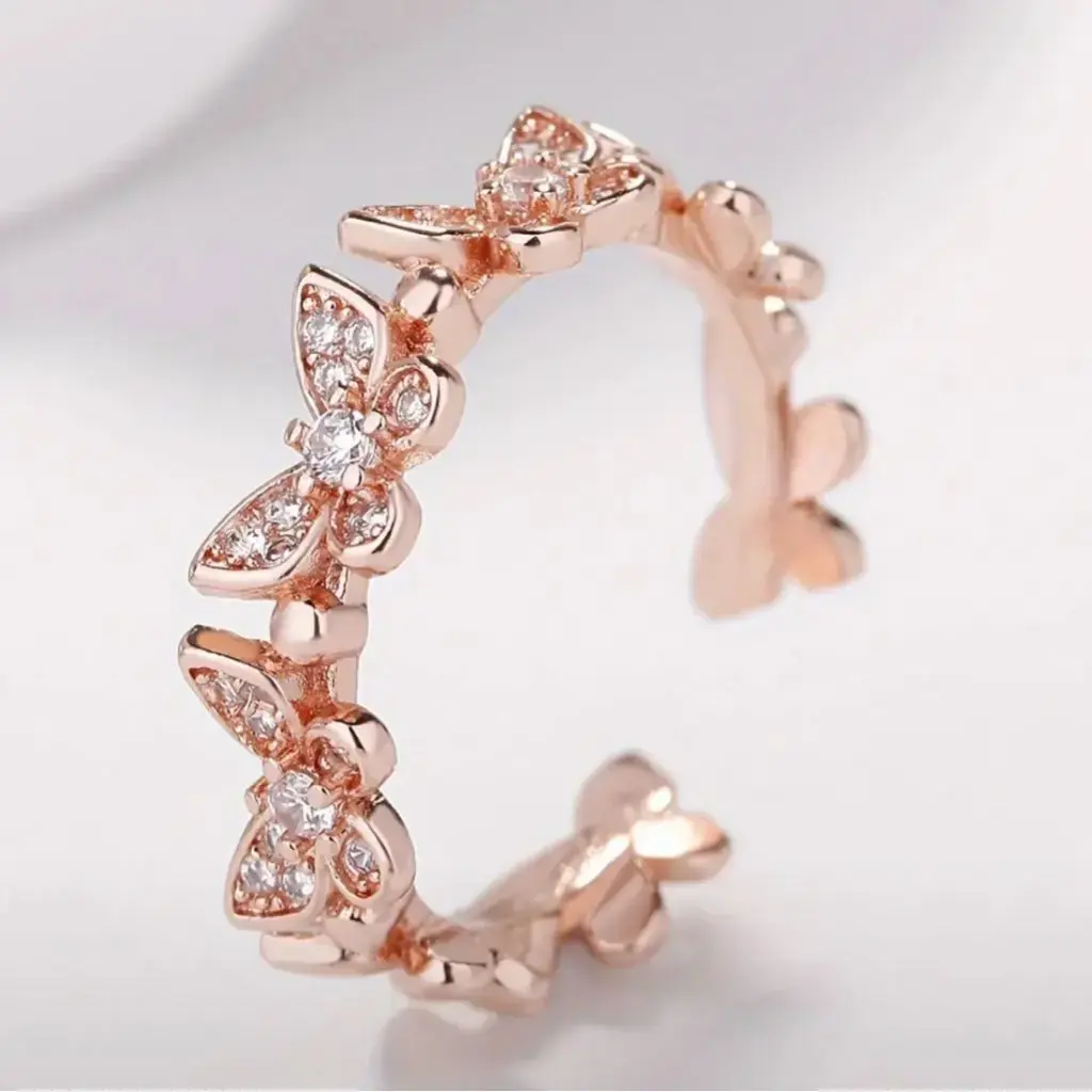 rose gold butterfly ring