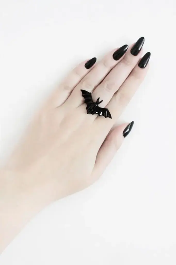 gothic bat black 3d ring