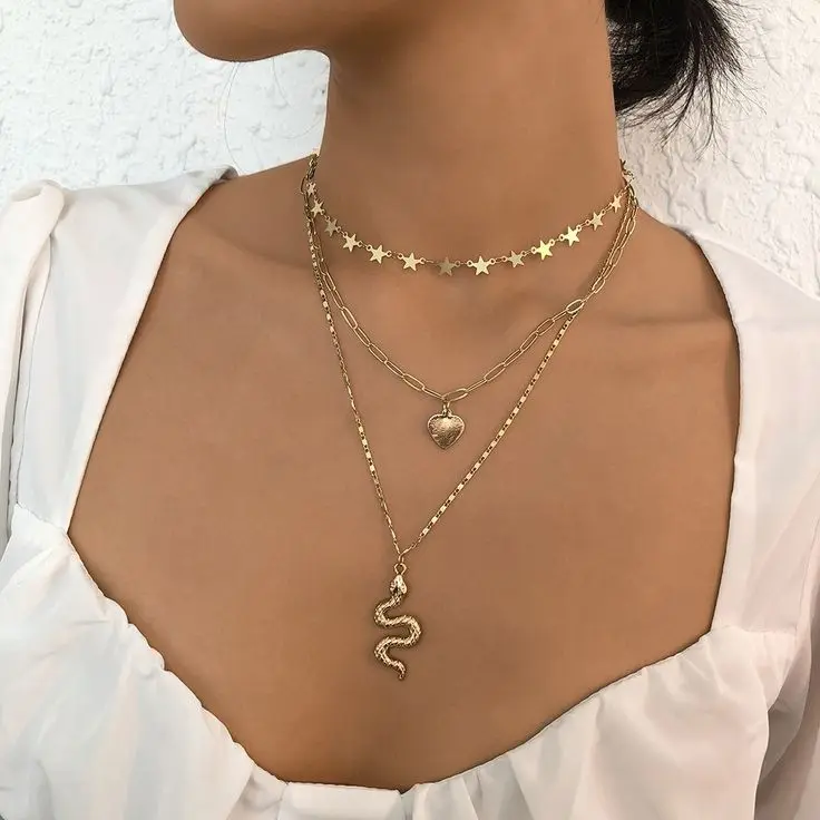 snake multi layered necklace