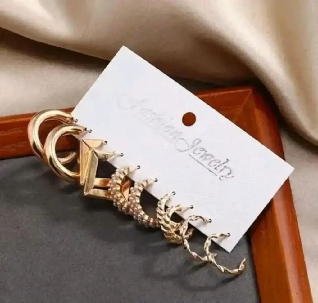 5 pair pearl hoop earrings