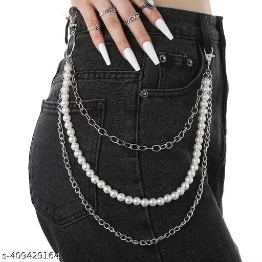 pearl silver waist chain