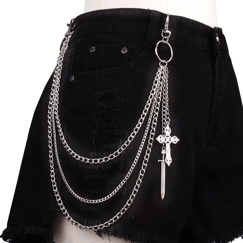 jeans chain cross and swaord