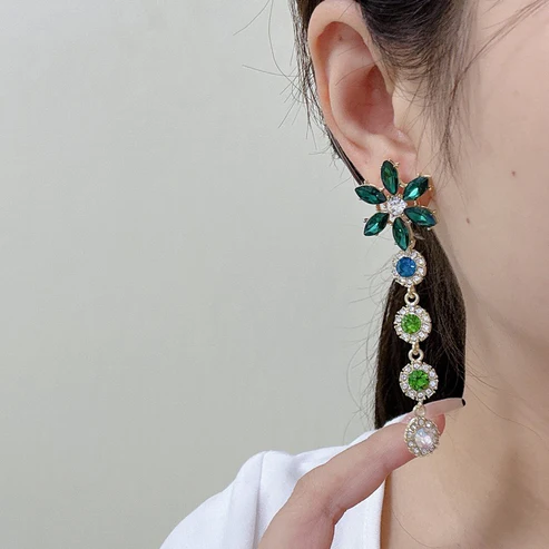 Aurora’s Emerald Cascade Earrings-