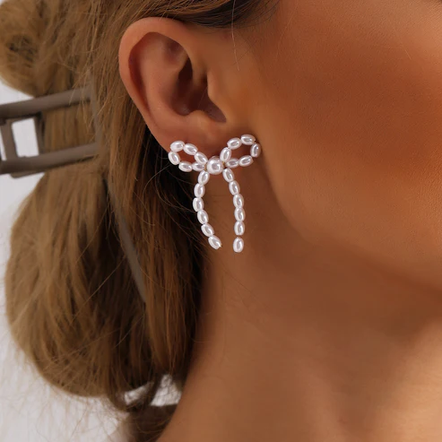 Ethereal Pearlette Bow Earrings